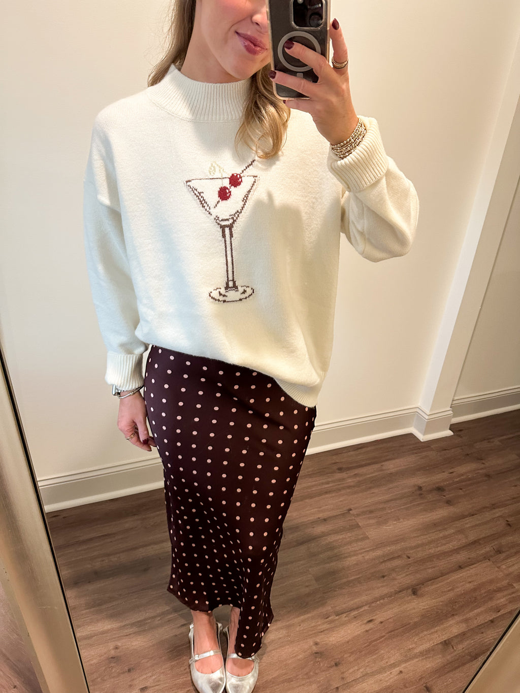 Cherry Martini Sweater- Cream