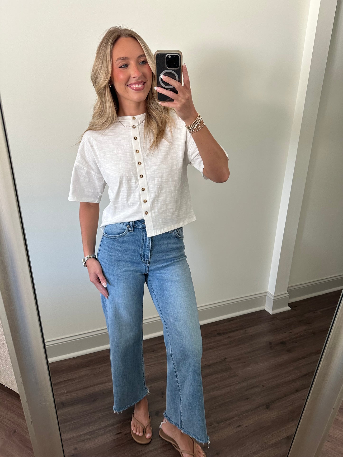 Ellen Button Top- White