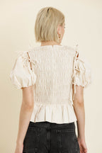 Millie Detachable Sleeve Top- Eggshell
