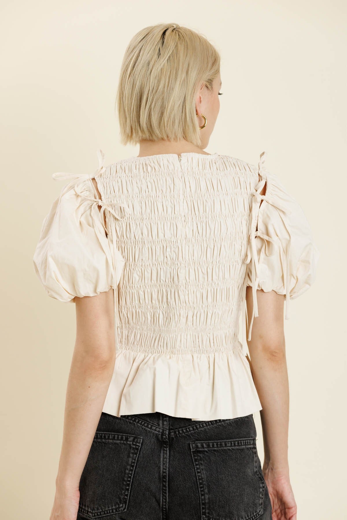 Millie Detachable Sleeve Top- Eggshell