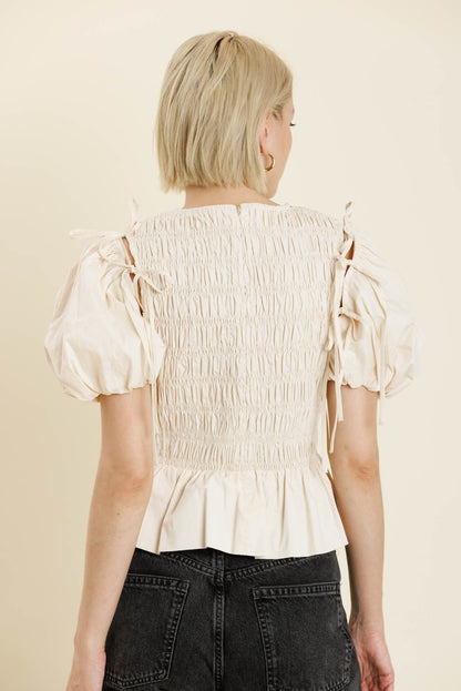 Millie Detachable Sleeve Top- Eggshell