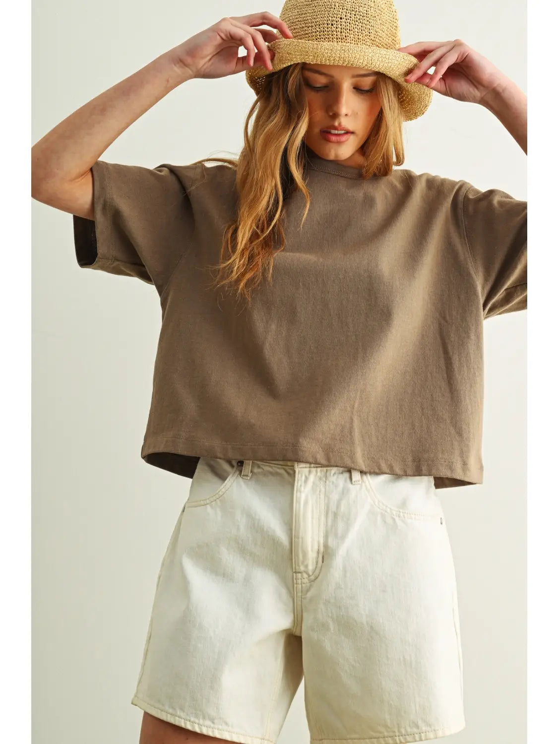 Linen Knit Tee- Olive