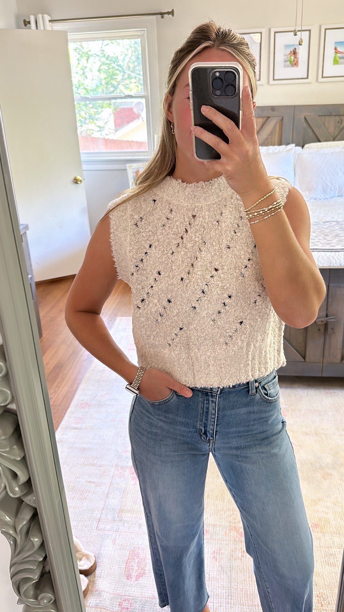 Lyn Knit Vest- Ecru