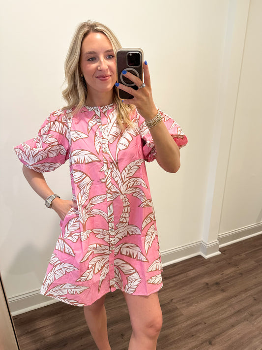 The Palm Mini Dress- Pink