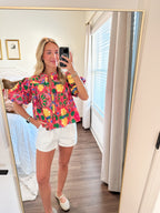 Macia Top- Pink Multi Floral