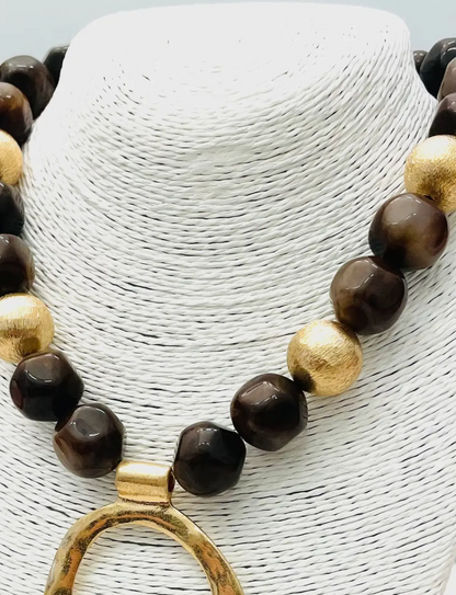 Brown Pendant Ball Necklace