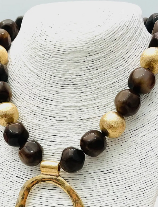 Brown Pendant Ball Necklace
