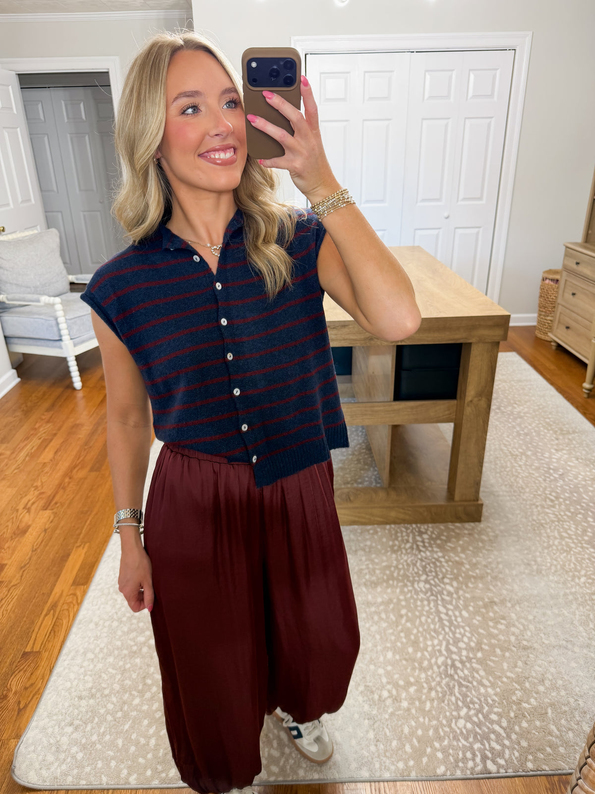 Cabana Stripe Piper Vest- Navy