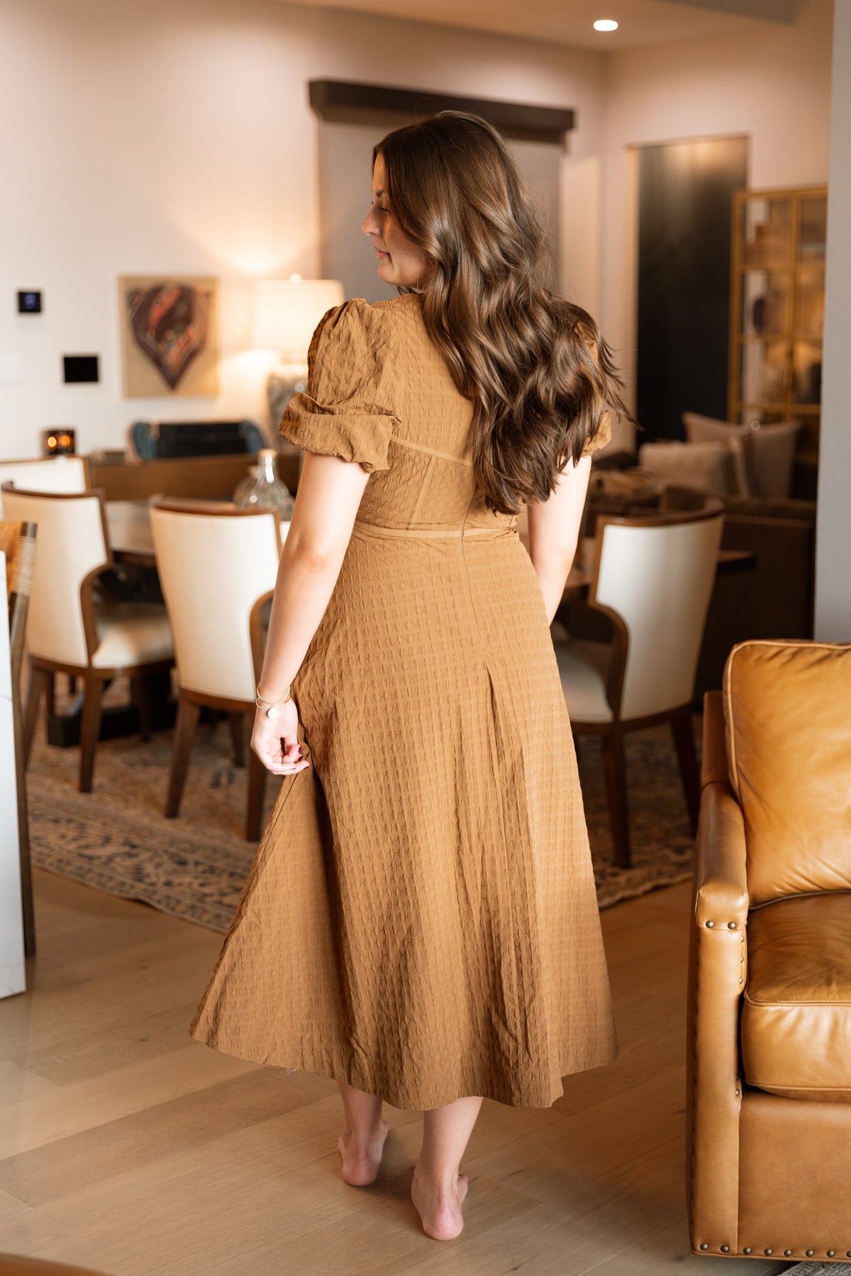 Hattie Midi Dress- Brown
