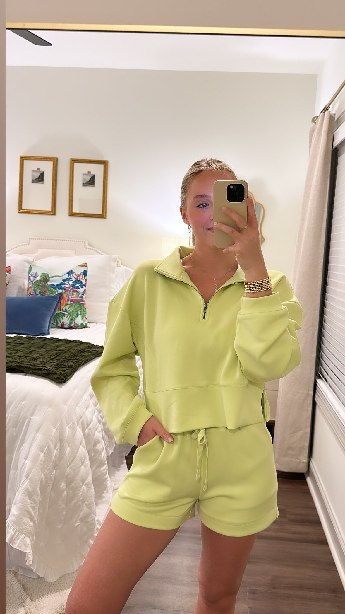 Lime Pullover & Shorts Set