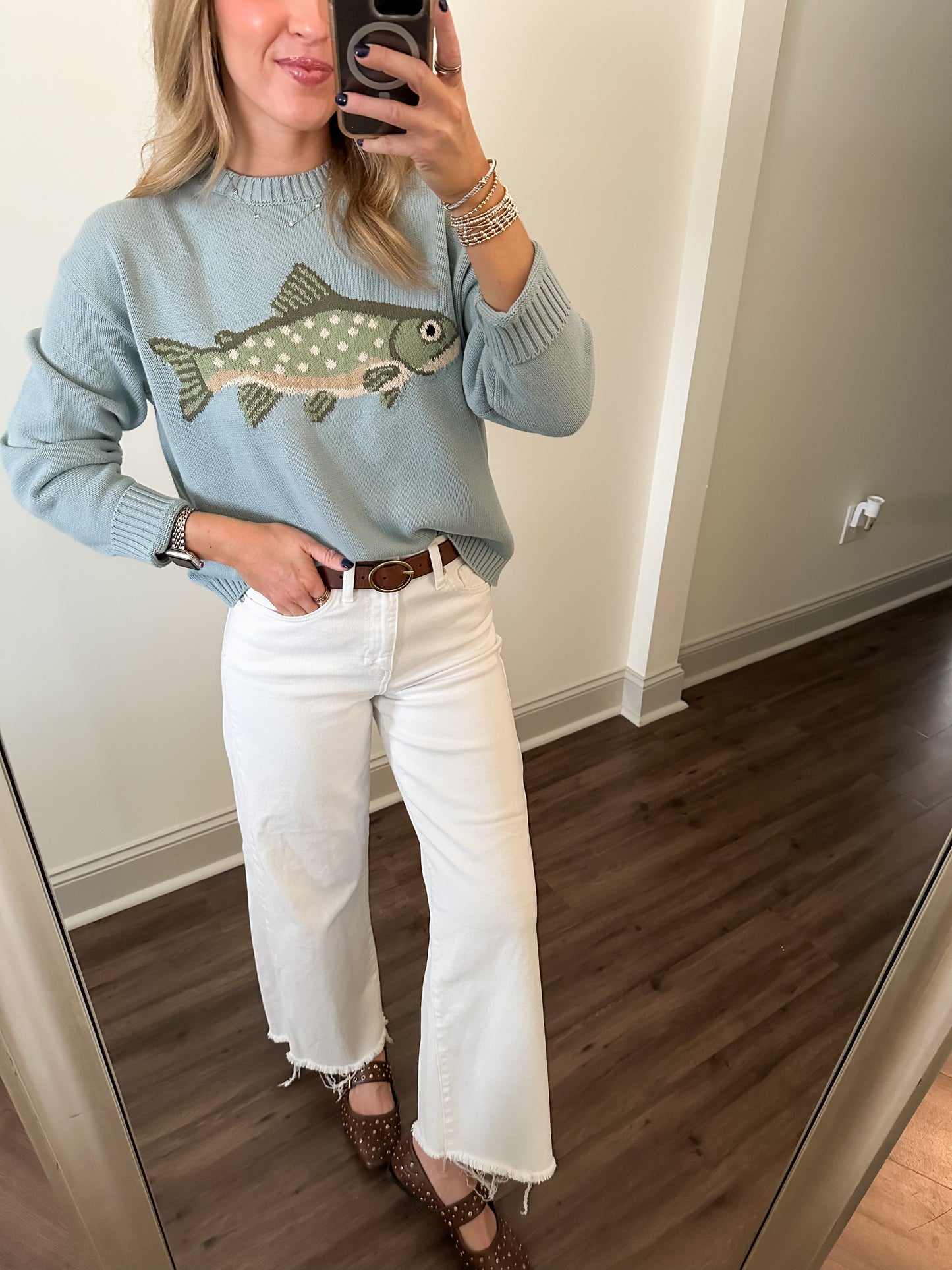 Andie Fish Sweater- Light Blue