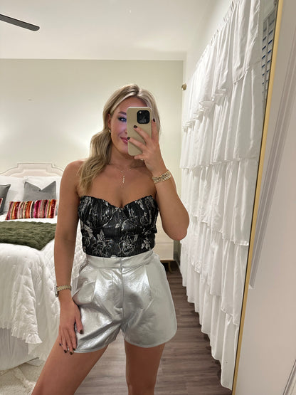 Metallic Silver Shorts