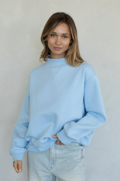 Kiera Mockneck Sweatshirt- Baby Blue