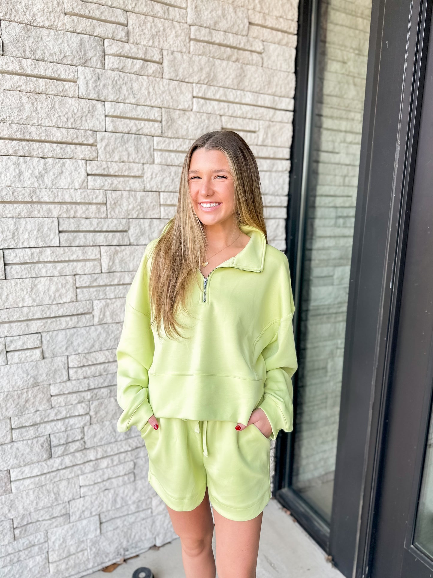 Lime Pullover & Shorts Set