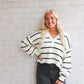 Stripe Pattern Collar Sweater- Cream/Black