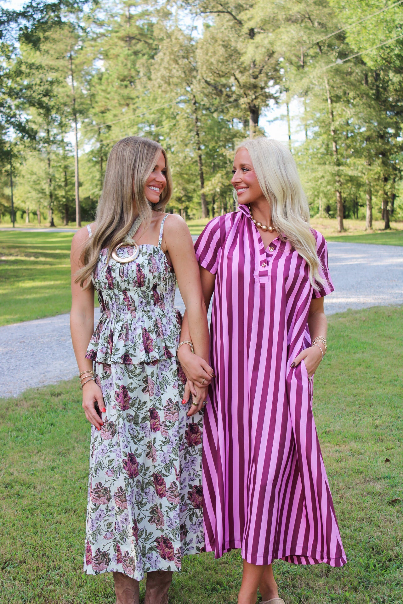 Frankie Stripe Midi Dress- Plum