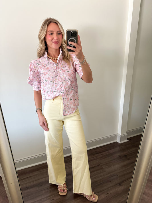 Straight Wide Leg Pants- Banana