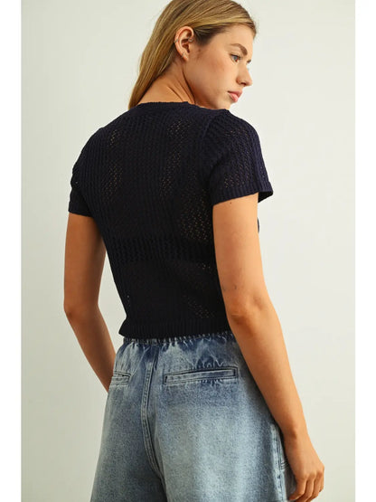 Stella Knit Top- Navy