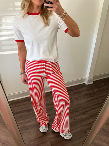 Ringer T Shirt- White/Red