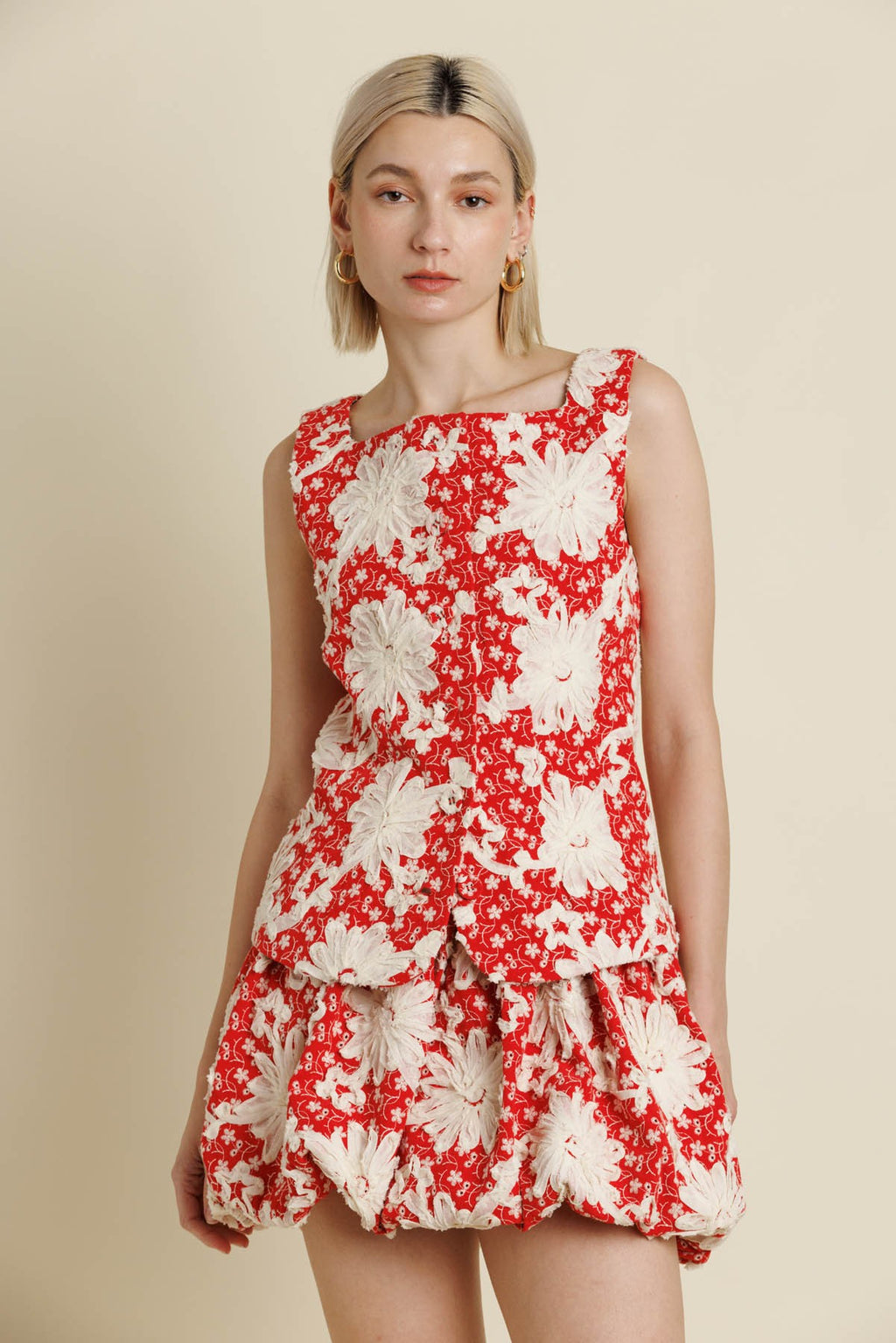 Mavis Embroidered Top- Red