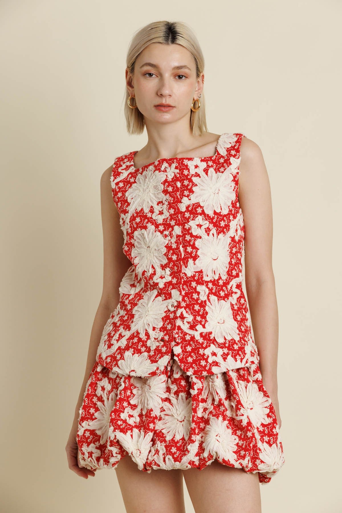 Mavis Embroidered Top- Red