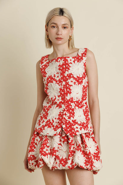 Mavis Embroidered Top- Red