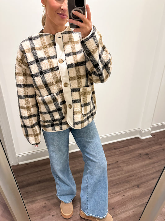 Teddy Plaid Jacket