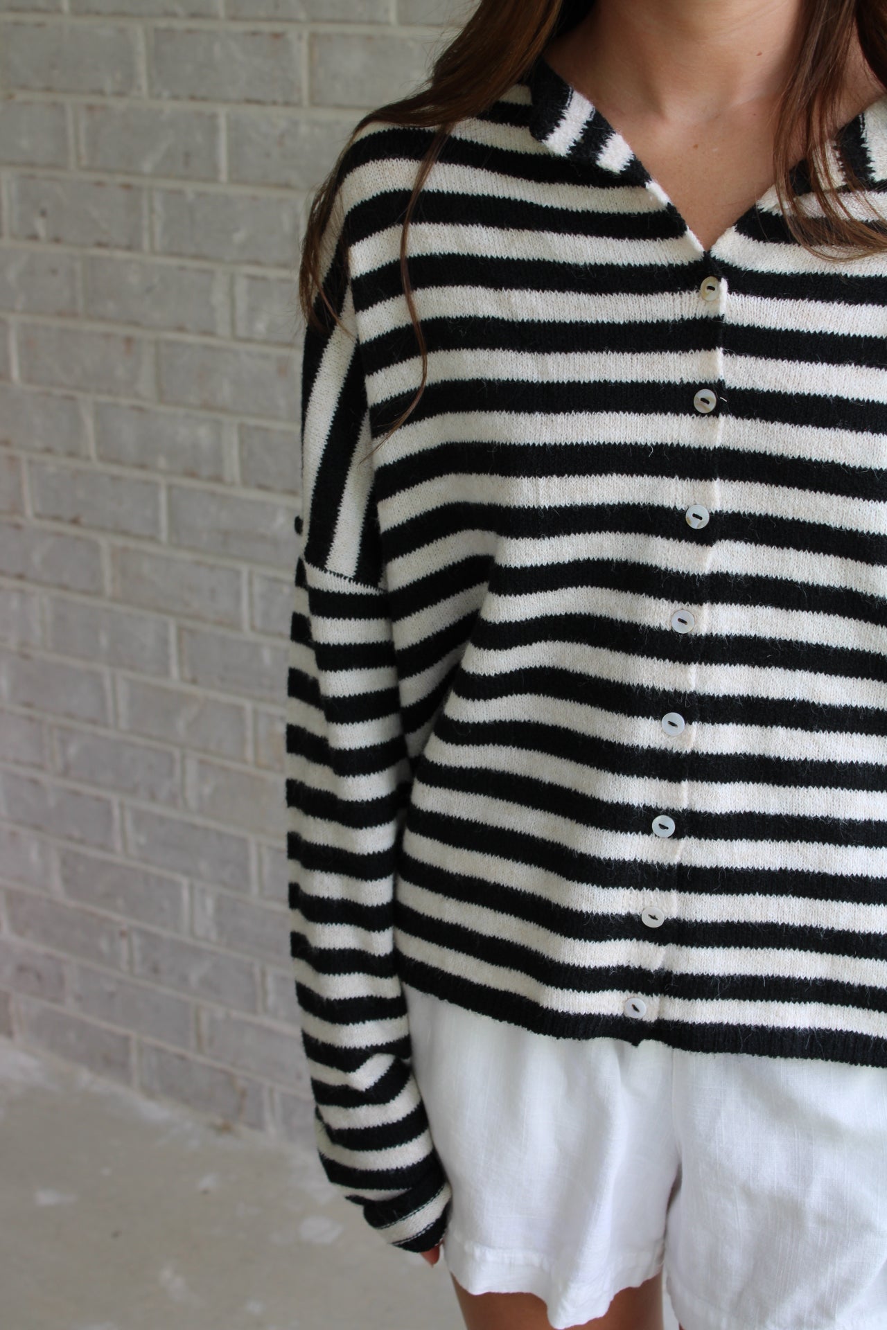 Striped Cardigan- Black/White