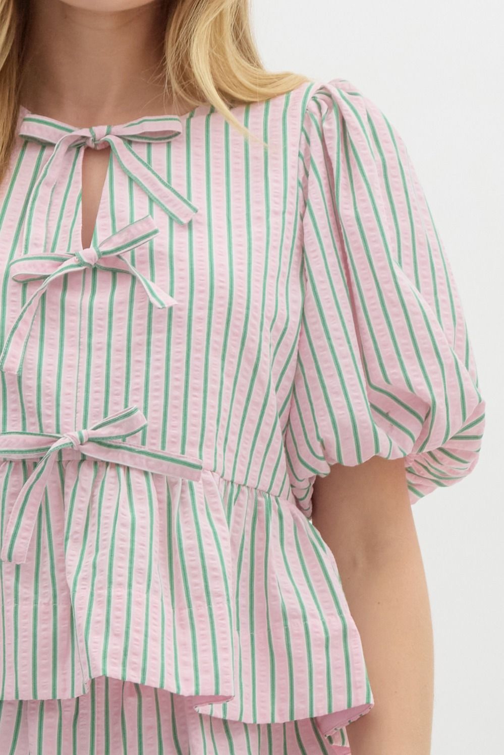 Sadie Stripe Top- Pink/Green