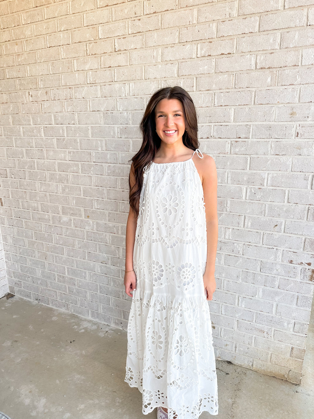 Elegant Eyelet Maxi- White