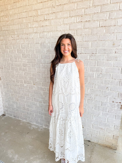 Elegant Eyelet Maxi- White