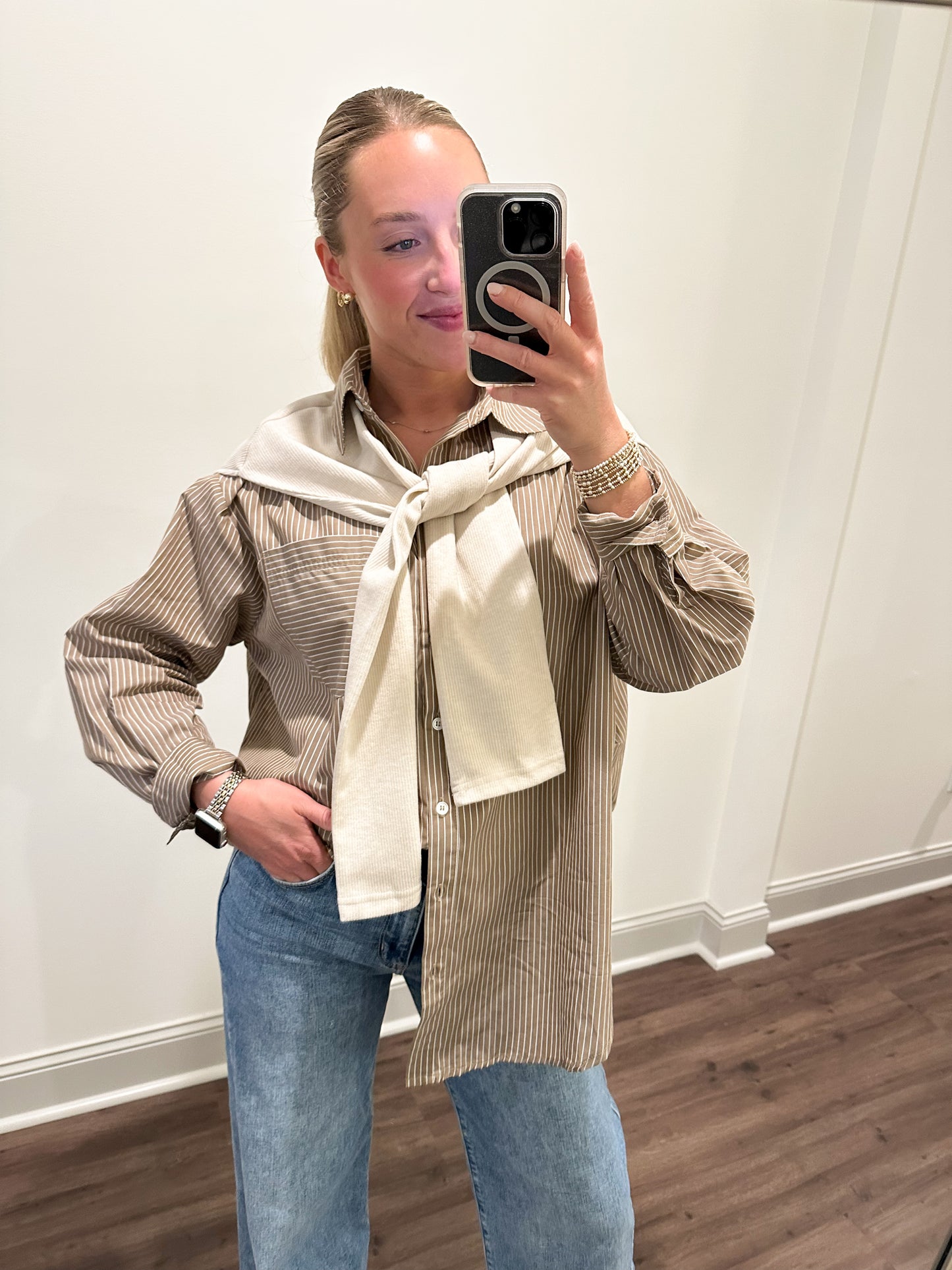 Maylen Stripe Top- Brown