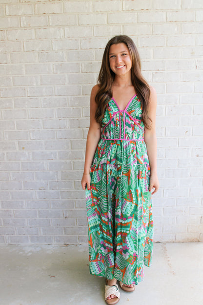 Laurie Dress- Green Multi