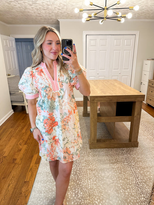 Aurelia Floral Mini Dress- Light Pink