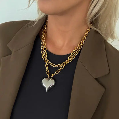 Two Toned Heart Necklace