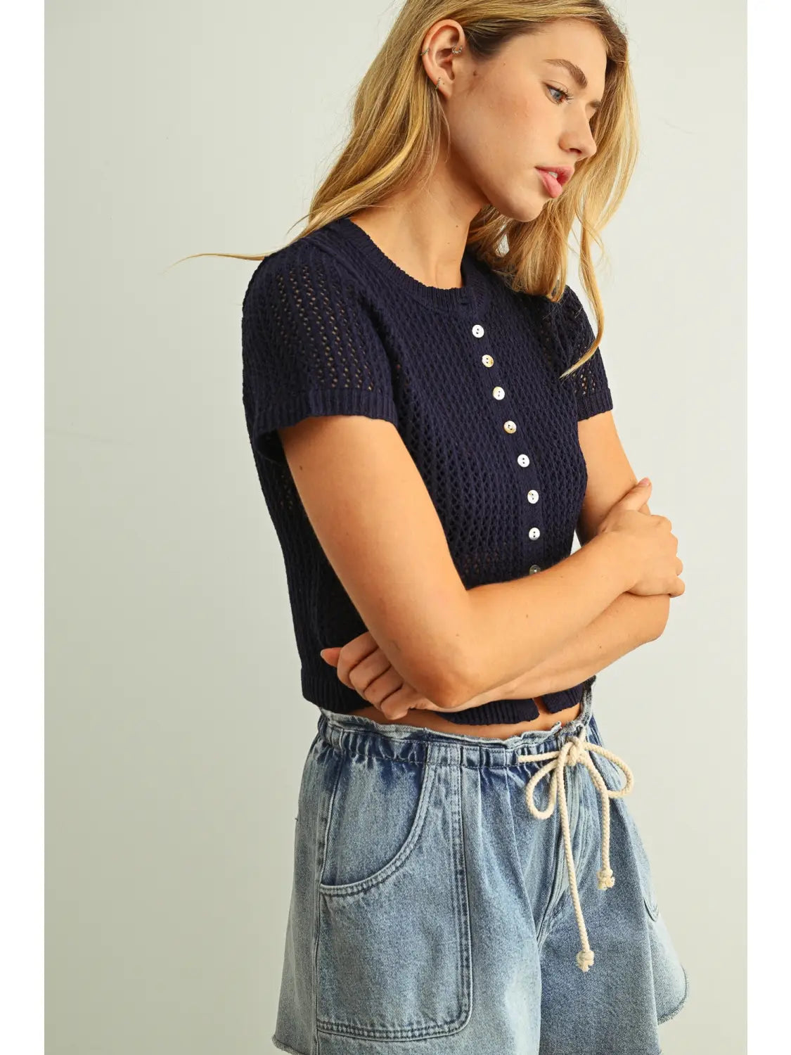 Stella Knit Top- Navy