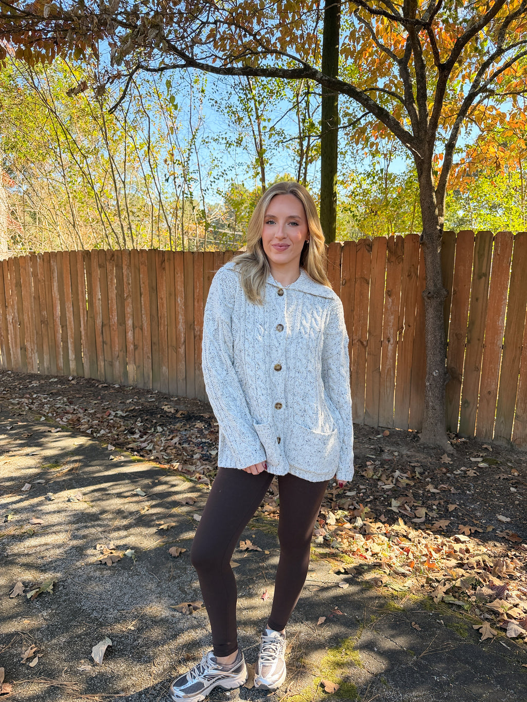 Cable Knit Oversized Cardigan- Heather Grey