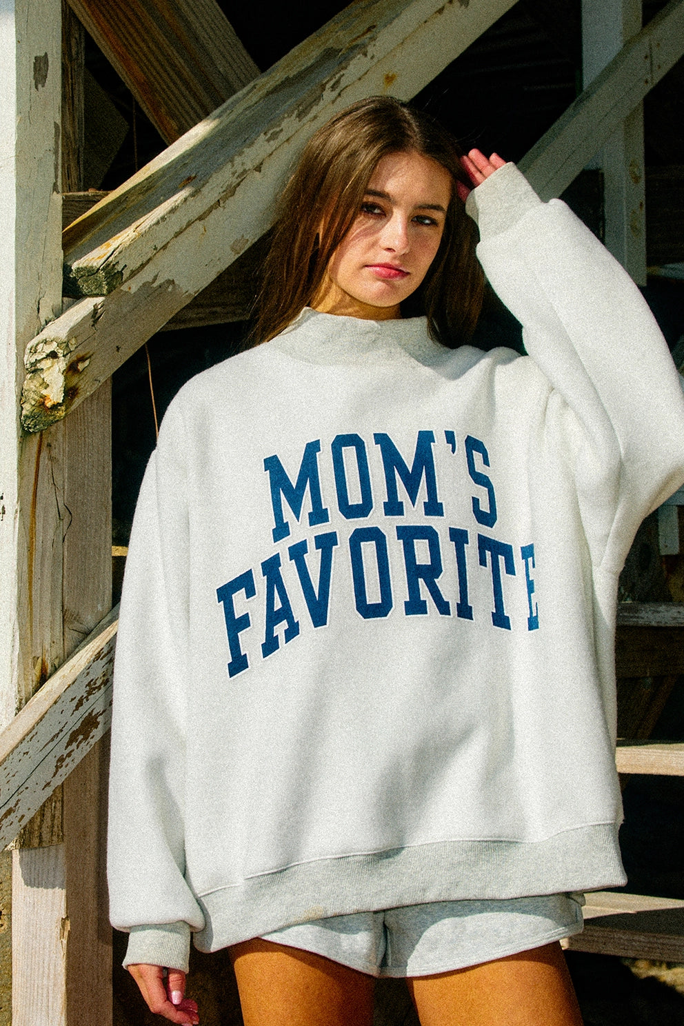 Reversible Mockneck Sweatshirt- Grey