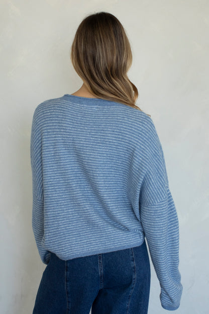 Piper Mini Stripe- Dusty Blue