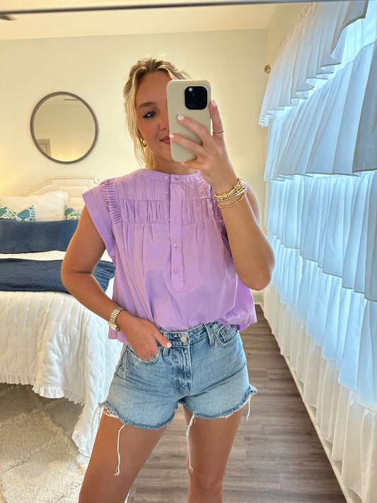 Lavender Shirring Detail Top