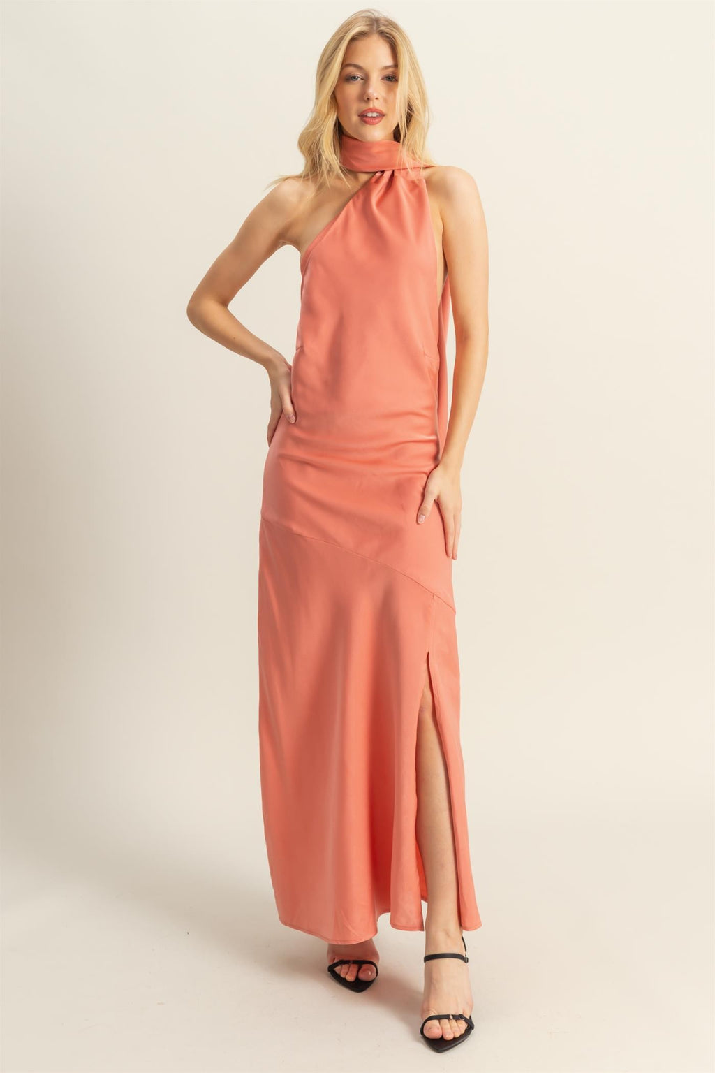 Harley Satin Maxi- Coral