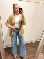 Suede Blazer Jacket- Taupe