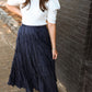 Crinkled Maxi Skirt- Navy