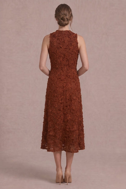 Cori Midi Dress- Rust