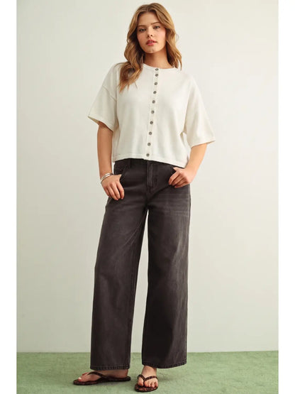 Ellen Button Top- White
