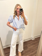 Selina Puff Sleeve Keyhole Blouse