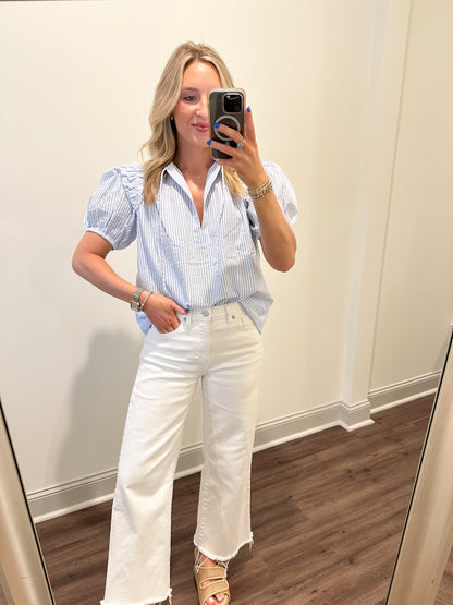 Selina Puff Sleeve Keyhole Blouse