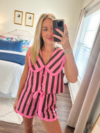 Salome Stripe Set- Pink/Brown