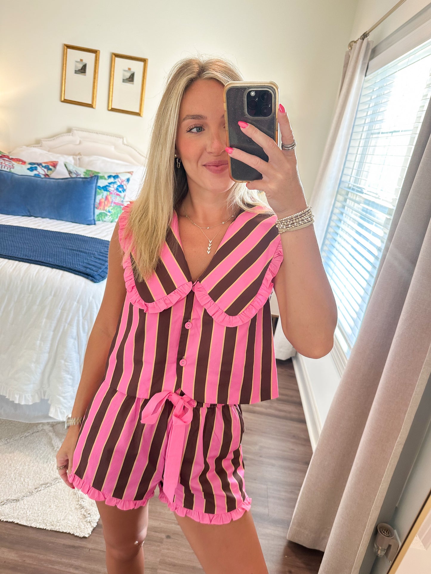 Salome Stripe Set- Pink/Brown