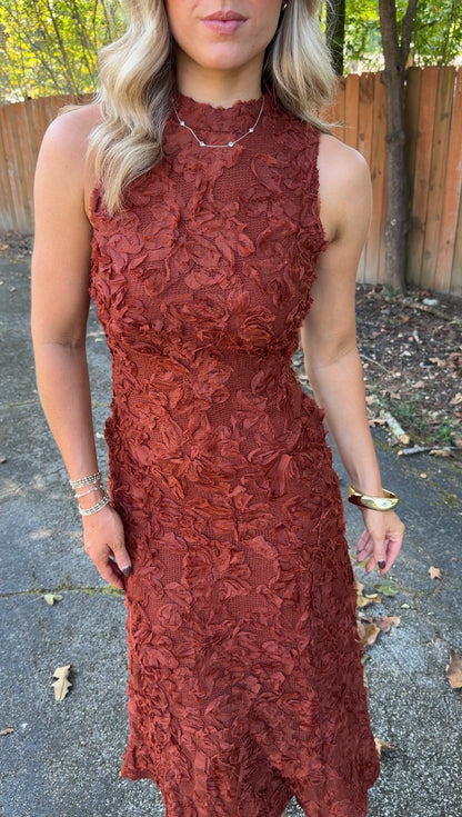 Cori Midi Dress- Rust